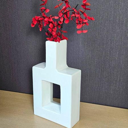 Wysoki wazon z okienkiem Diva wys.32x18cm, biały