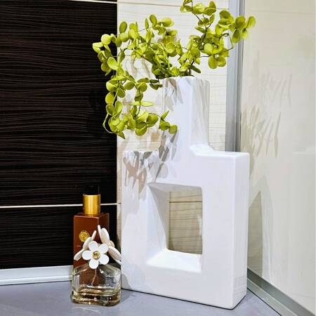 Wysoki wazon z okienkiem Diva wys.32x18cm, biały